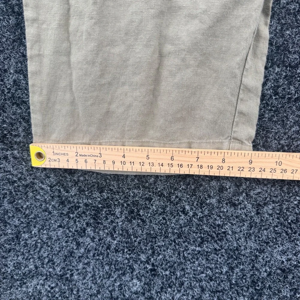 Quince 100% European Linen Straight Leg Pants Tan Khaki Elastic Waist Womens L